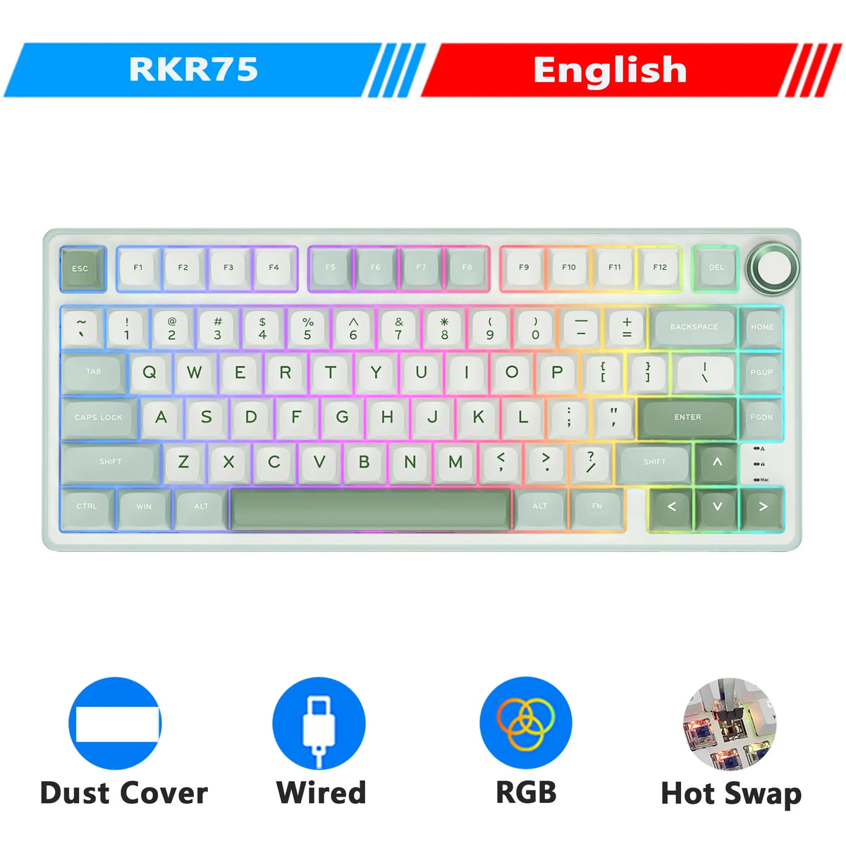 Keyboard Mechanical R75 Gasket 80Key RGB Hot Swap Spanish