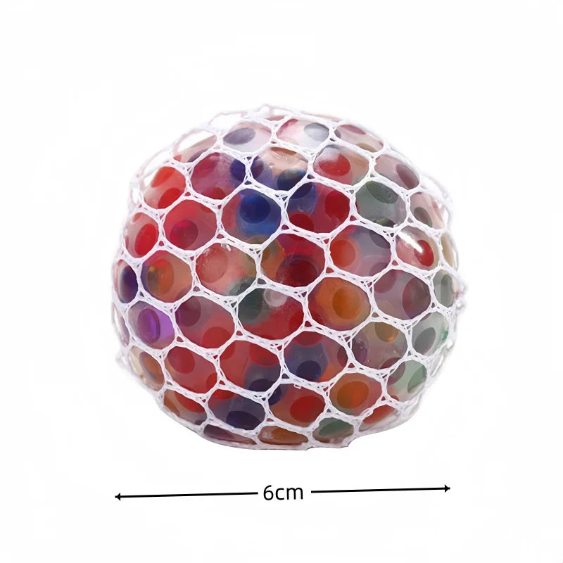 Rainbow 6cm Bead Stress Ball Mesh Pinch Pocket Fidget
