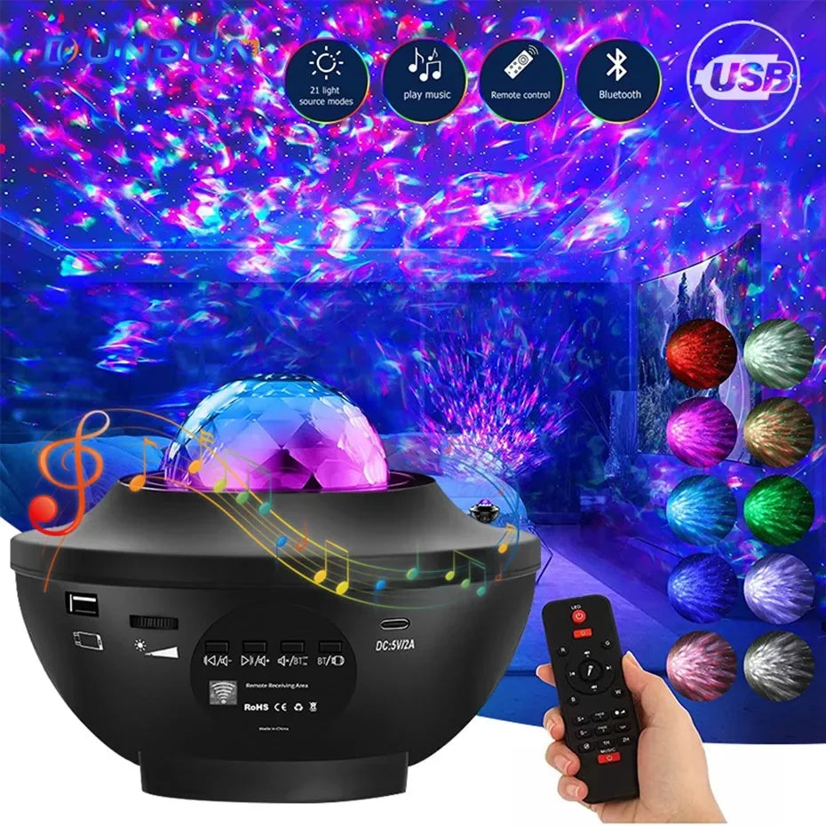 Starry Colorful Galaxy Projector Night Light Child Bluetooth Music Lamp Gift