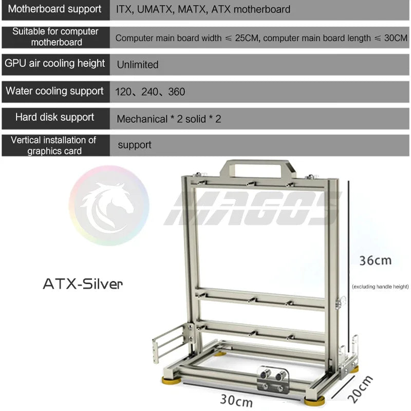 Frame Open PC Case Modular ATX MATX ITX Aluminum Rack