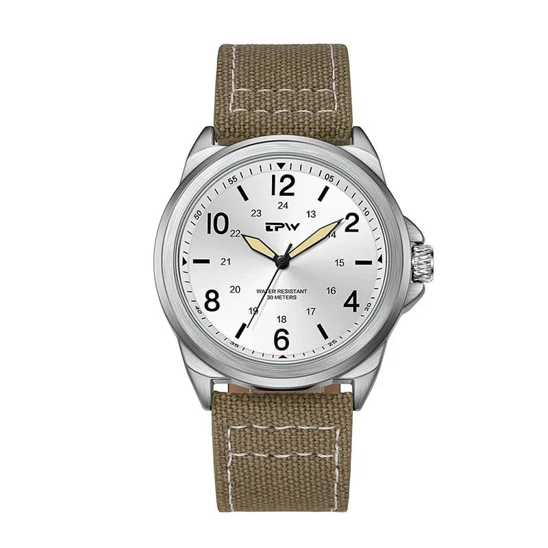 Field Rugged Watch 42mm Fabric Strap Military Analog 30M