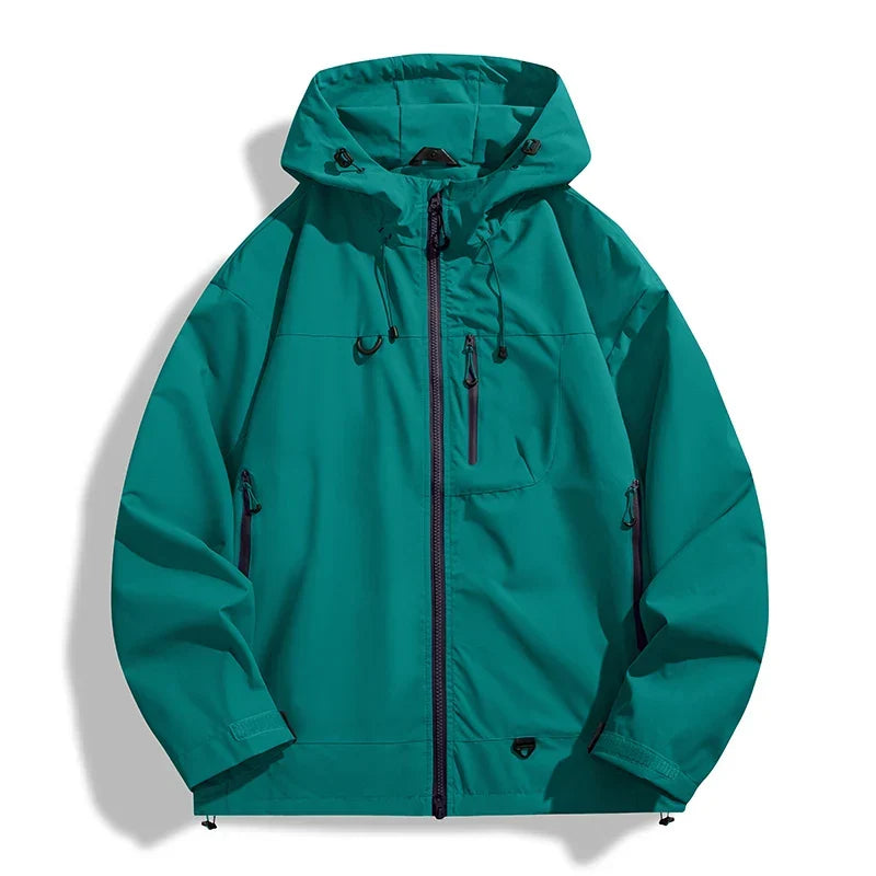 Water-Resistant Unisex Windbreaker - Hooded Single-Layer, Hiking