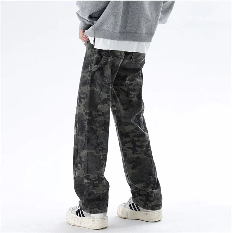 Men’s Oversized Cargo Jeans - Baggy Straight Denim Wear