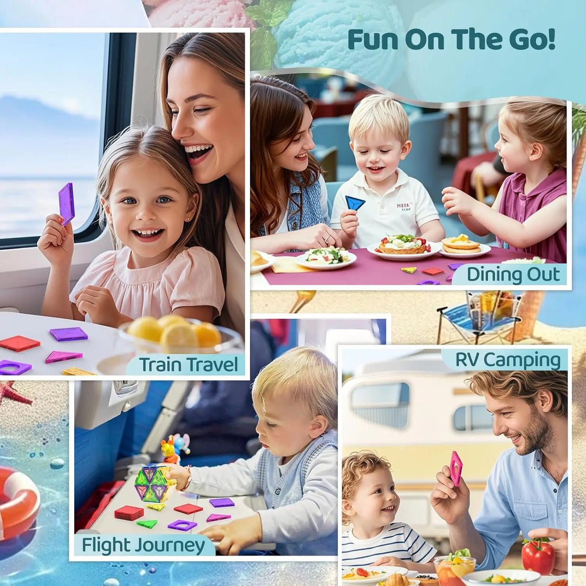 Magnetic2025 Edition Tiles Travel Kit 56 Piece Travel-Friendly STEM Building Blocks For Kids Screen Free Educational Gift Fall