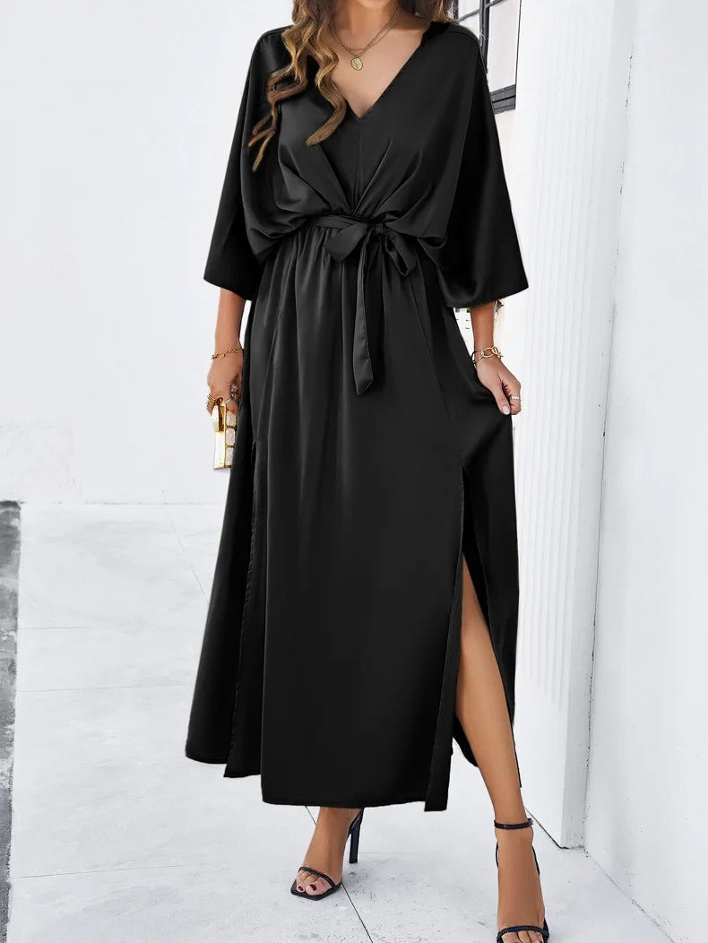 Variant image for Elegant Women's Dress with V Neckline, Lightweight Floral Print Fabric, Flattering Fit for Spring Outings and Events-16