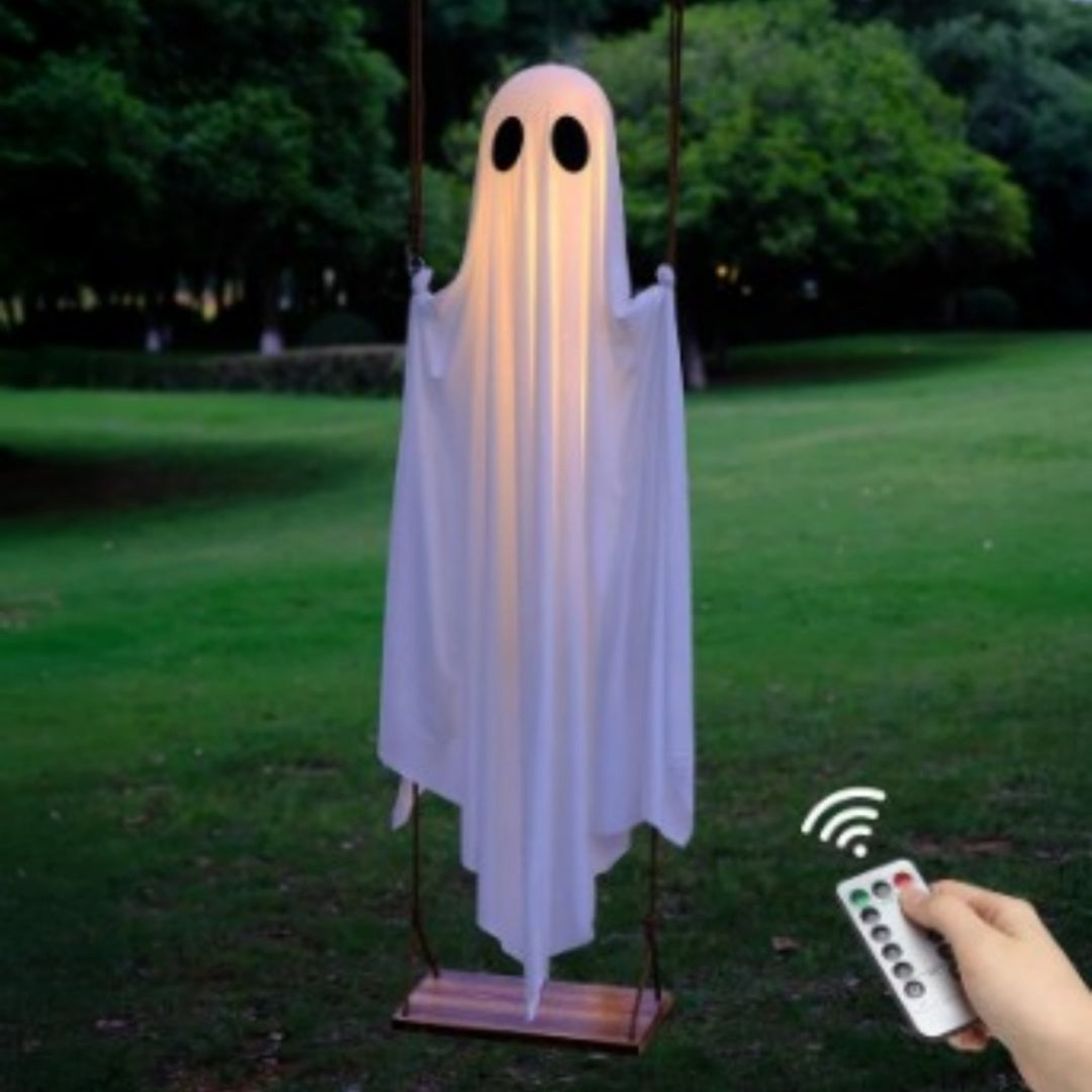 Lighted Halloween Swing Ghost Decoration Porch Remote