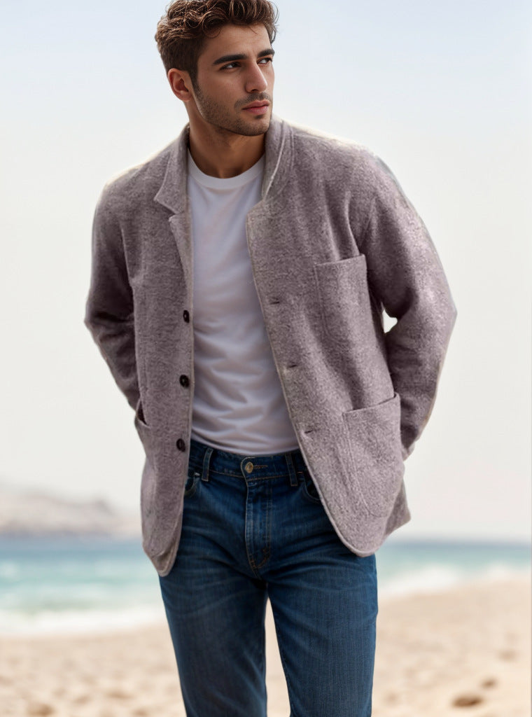 men's Warm jacket - blazer-style, long-sleeve, polyester, for everyday casual wear