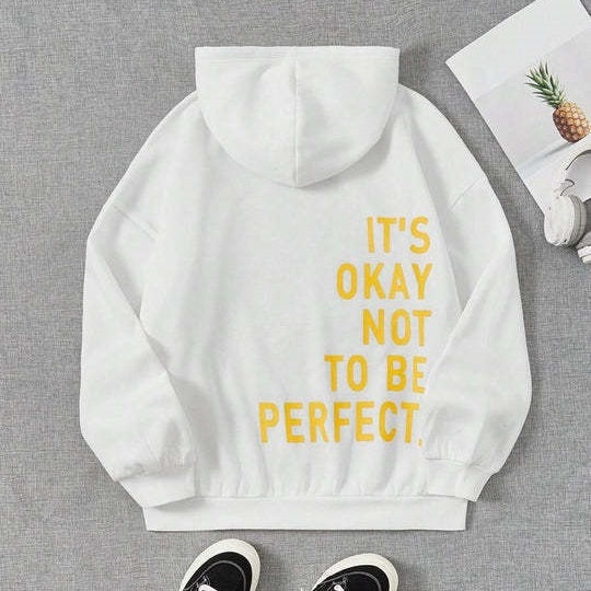 Women’s Oversized Hoodie - Relaxed Back Slogan Cotton Blend