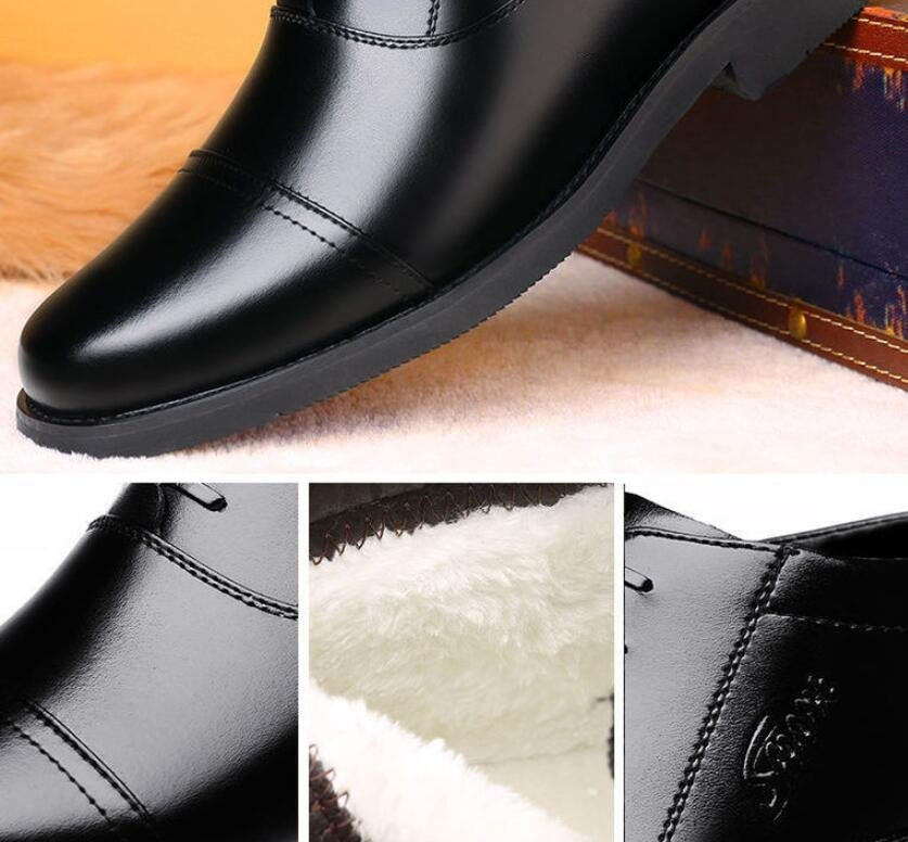 Cozy Warm Mens Ankle Boots - Cap Toe, PU Leather, Winter