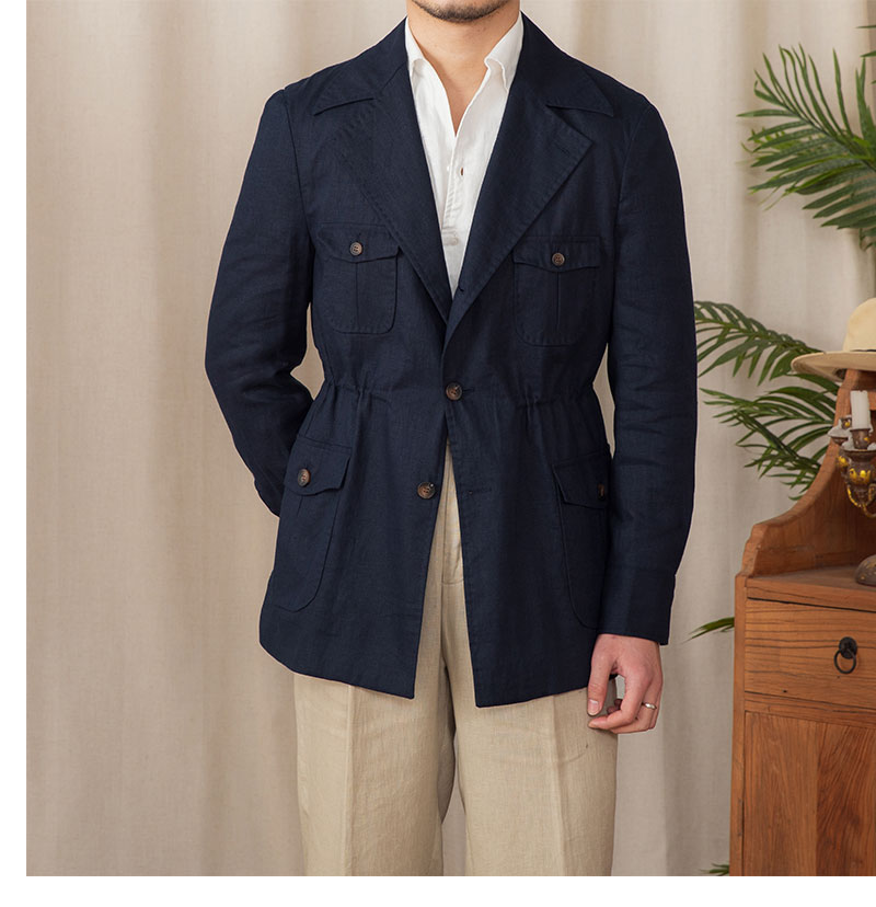 Men's Breathable Linen Jacket - Retro Casual, Single-Breasted, 100% Linen, City Wear