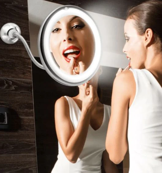 Magnifying 10X LED Makeup Mirror With Gooseneck Arm TikTok Viral Vanity Mirror For Desk Use