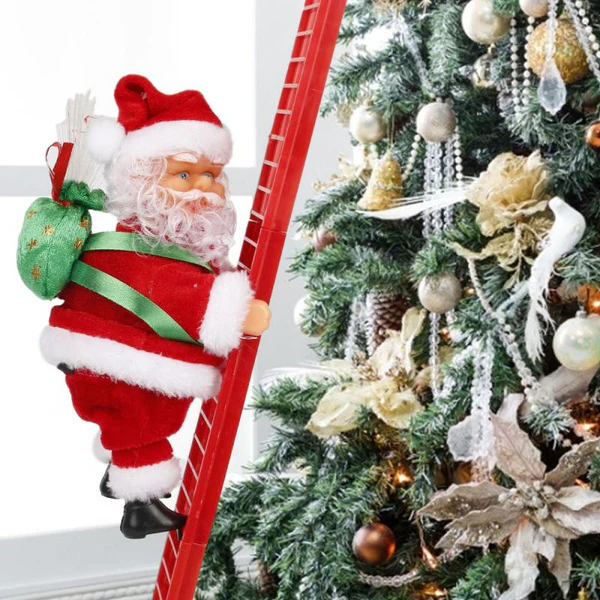Santa Climbing Ornament With LED Lights Animated Christmas Decor 2025 Tree Or Wall Display