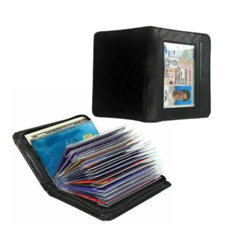 Blocking RFID Wallet Black Leather Slim Card Holder with Secure RFID Shielding Back to School 2026 Gift