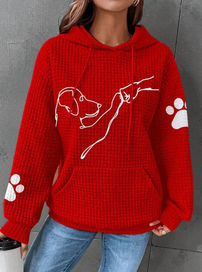 Womens Warm Hoodie - Relaxed Oversized Waffle Knit Casual