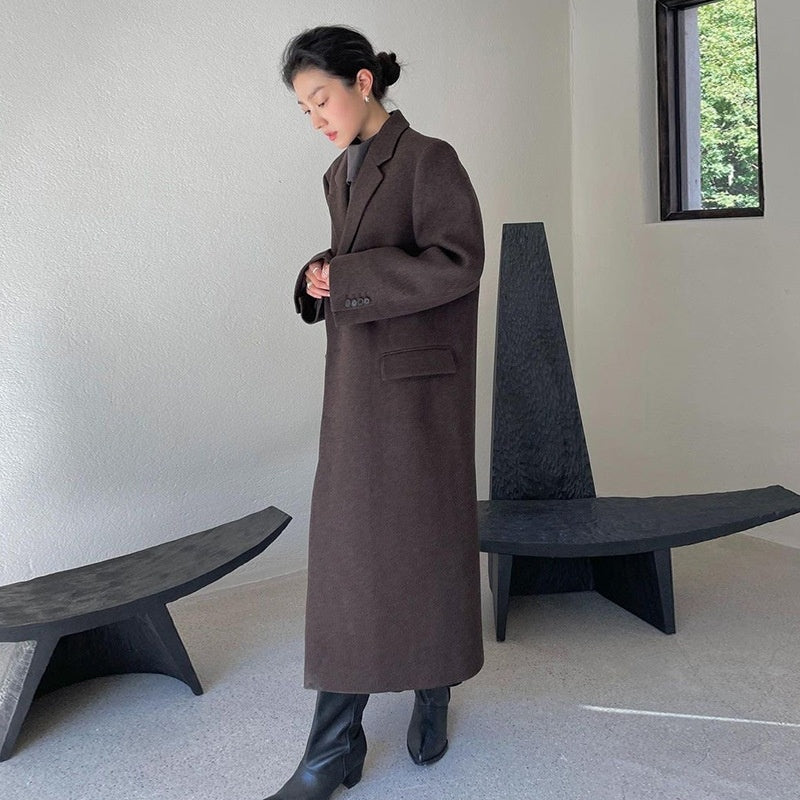 Notched Collar, Wool, For City – Oversized Women’s Coat