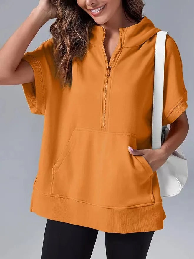 Light Women's Short Sleeve Hoodie - Oversized Knit