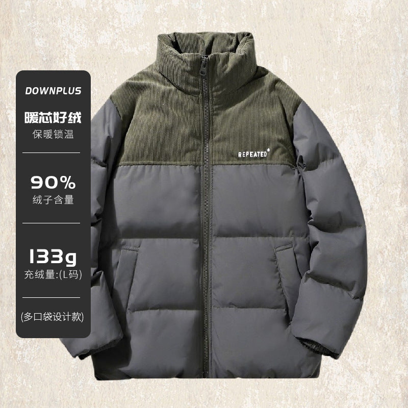 Mens Insulating Puffer Jacket - Corduroy Yoke, Duck Down
