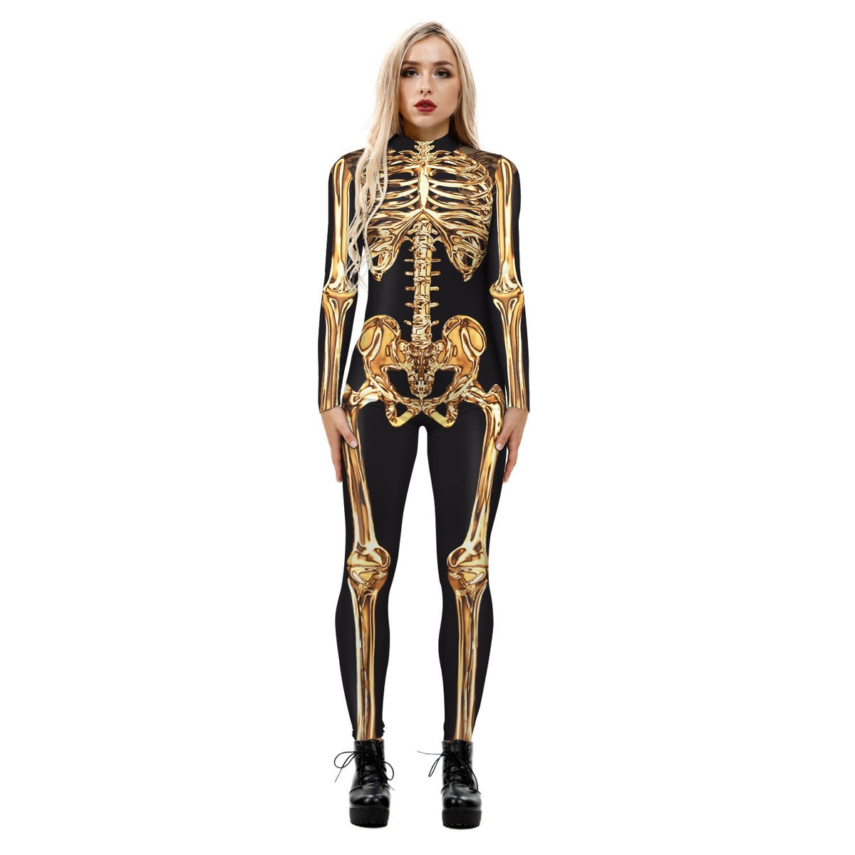 and Stretchy Body-Hugging Women's Printed Jumpsuit - Contoured Full-Body, Milk Silk Second-Skin for Cosplay