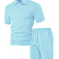 durable textured pattern, polyester, for casual wear – Breathable men's polo shirt and shorts set