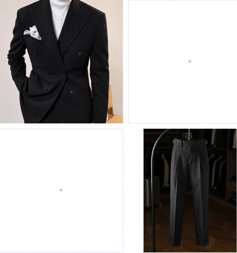 Light men's suit - timeless double-breasted Italian cut, for business, office-ready
