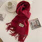 Women Warm Scarf - Reversible Fringed Cashmere Winter