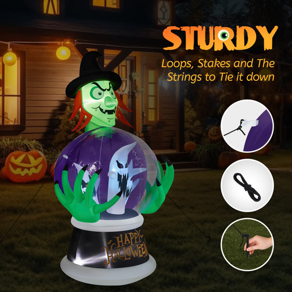 Witch2025 Edition Inflatable 5.9ft Crystal Ball Halloween Decor