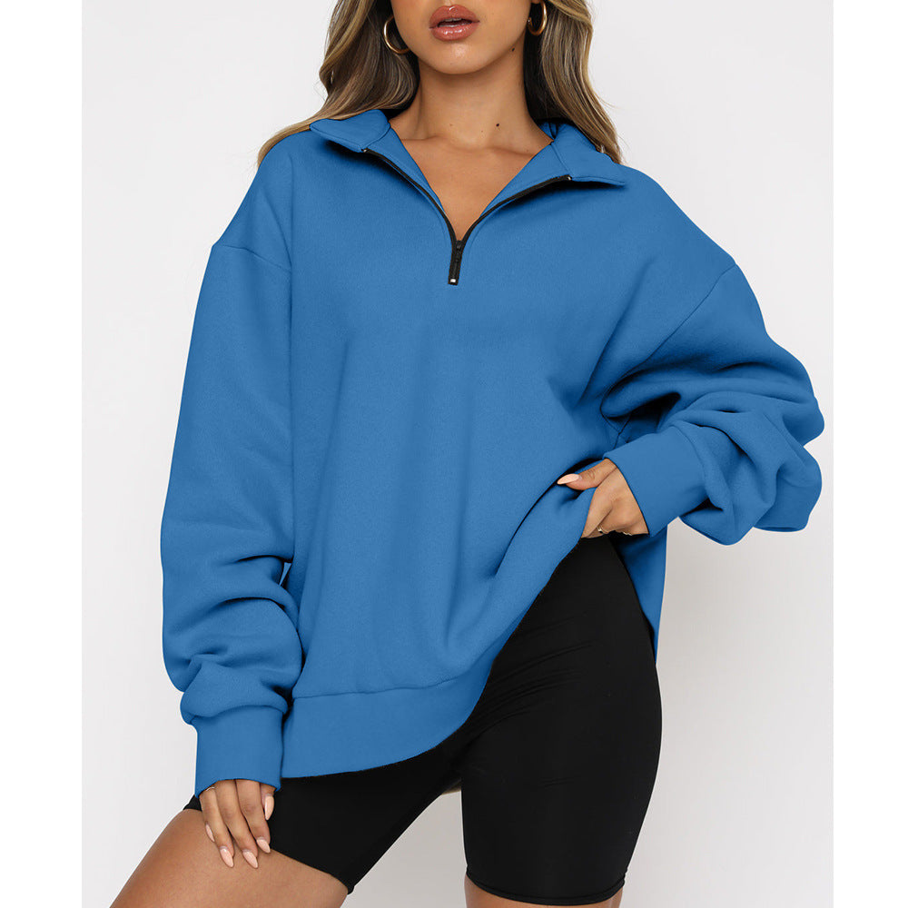 Light Women Zip Sweatshirt - Oversized Pullover Casual