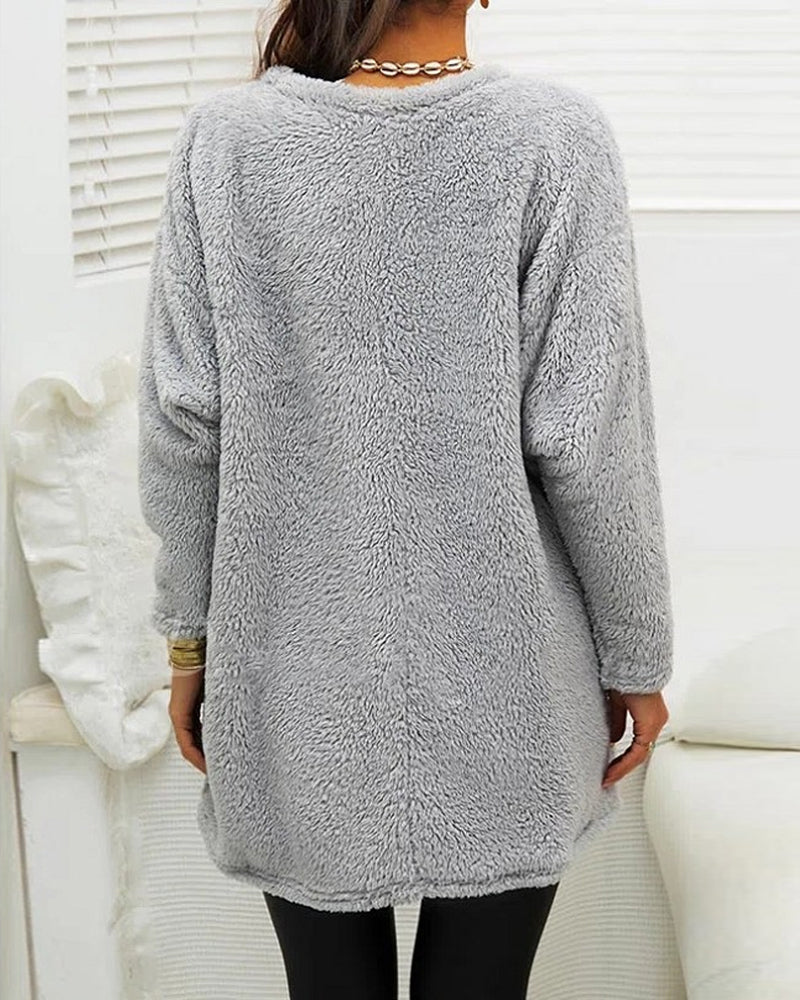Plush Cozy Women’s Tunic Pullover - Oversized Sherpa, Winter