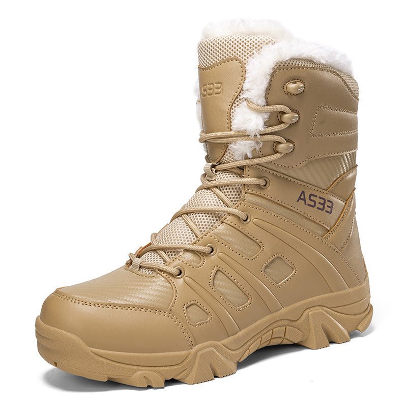 Anti-Slip Men's Snow Boots - High-Top Platform, Faux Fur