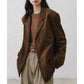 Plush women's blazer - tailored slim-fit, suede, for professional daily office wear