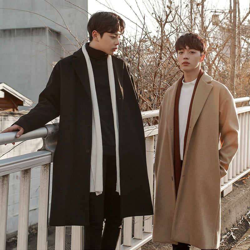 Warm Timeless Men's Wool Coat - Mid Length, Wool Winter