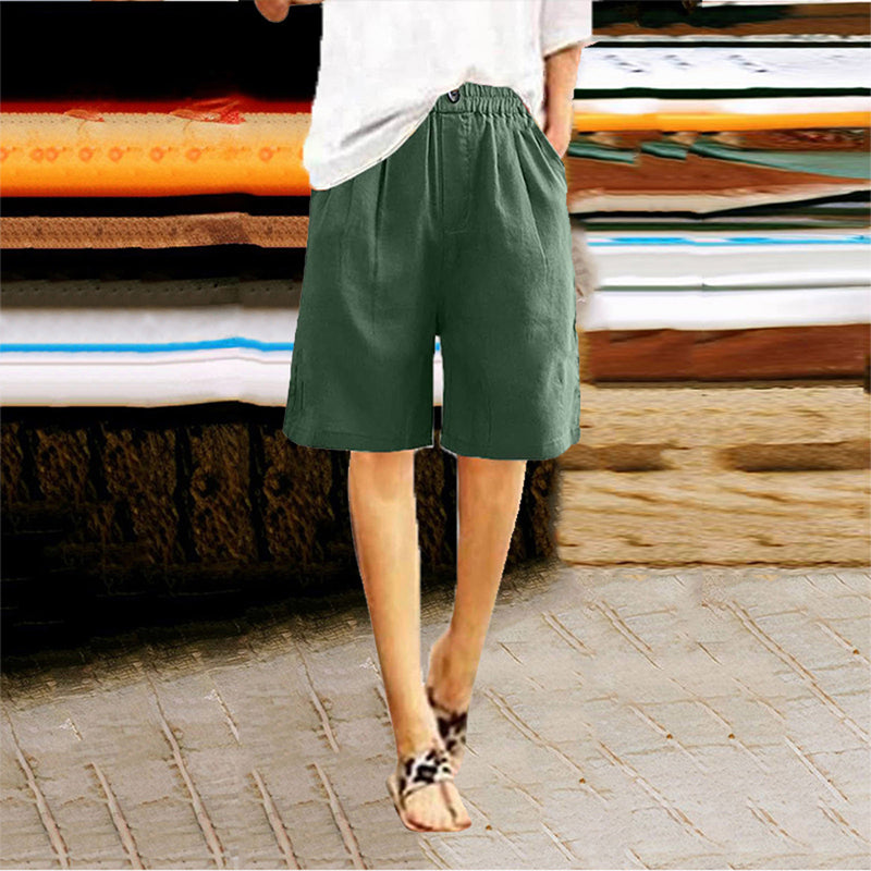 high-waisted, loose-fit with pockets, cotton, for casual summer days – Light women's shorts