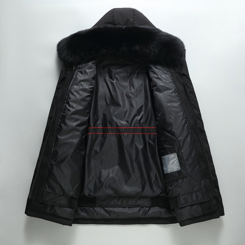 Warm Timeless Men's Down Jacket - Mid Length Polyester