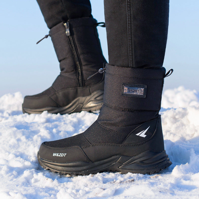 Water-Resistant Men's Snow Boots - Insulated Zipper, Mesh