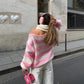 Cozy Oversized Women’s Pullover Sweater - Striped Knit