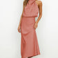 Long Satin Halterneck Formal Dress for Weddings and Elegant Occasions, Full-Length Evening Gown-5
