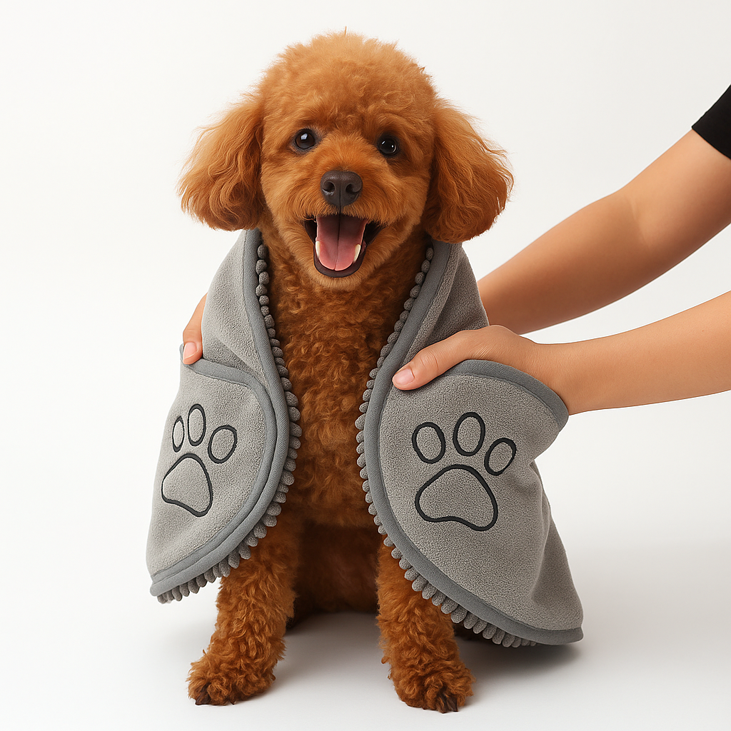 Dog Towel Wrap With Hand Pockets Fast Dry Microfiber For Pets Plush Absorbent Bath Wrap Fall 2025 Cozy Gift