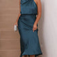 Variant image for Elegant Long Sleeve Dress in Shimmering Fabric, Fluid Silhouette for Formal Events, Full-Length Long Dress for Women-36