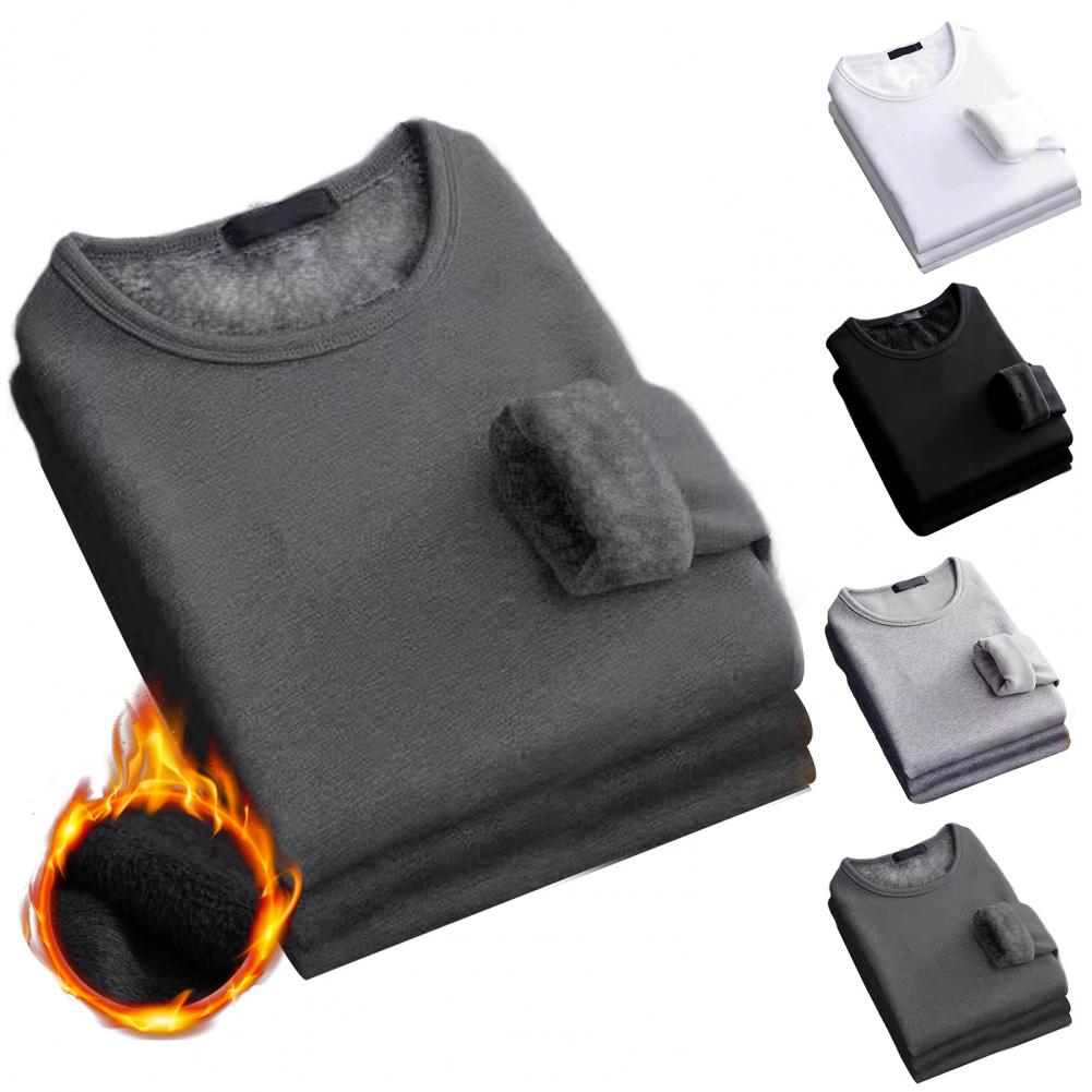Plush Thick Thermal Long Sleeve Shirt Men's - Cozy Bottoming Layer for Cold Weather Comfort