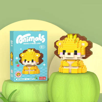 Mini Cute Animals Micro Building Blocks Lion 3D Toy Kit for Kids