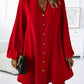 Airy Casual V-Neck Long Sleeve Dress for Women, Loose Fit Summer Midi Dress in Multiple Colors-2