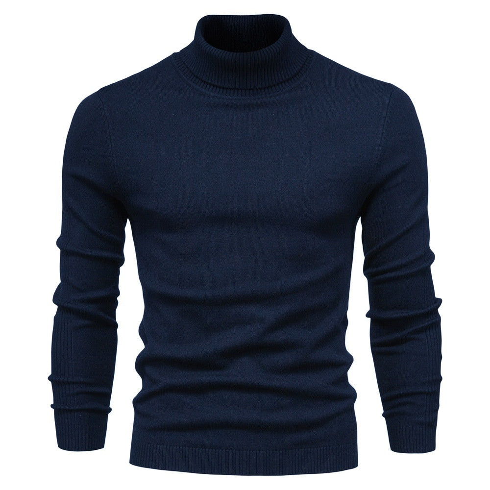 Plush Men's Turtleneck Sweater - Slim Fit Viscose Winter