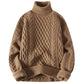 Men's Warm Turtleneck Sweater - Oversized Cable Knit, Wool