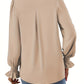 Elegant Women's Blouse in Solid Color, Lightweight Polyester V-Neck Top for Spring and Autumn Styling-3