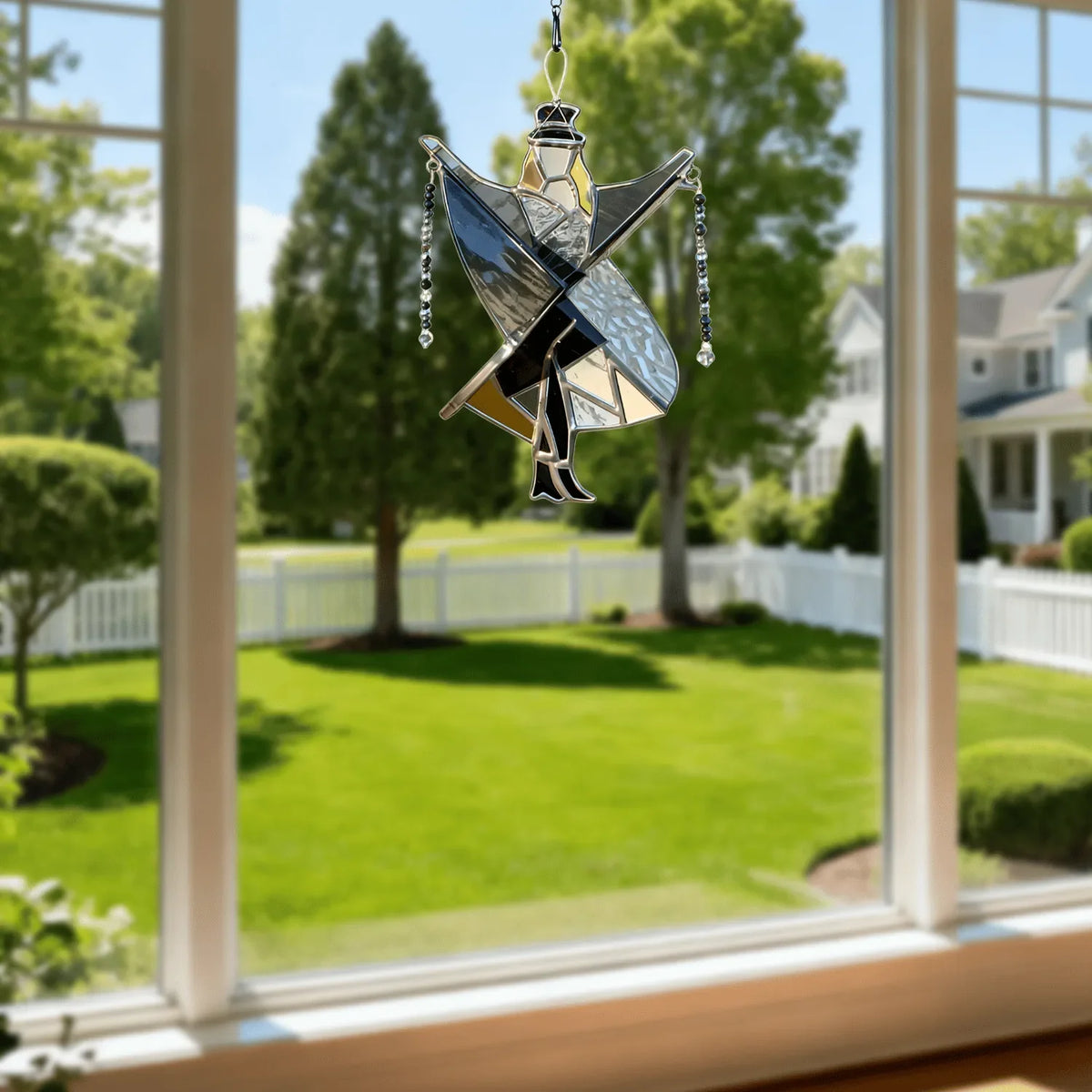 Glass Stained Sun Catcher Handmade Acrylic Dancing King Spinner Memphis Melody Window Decor Fall 2025 Gift