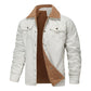 Warm Sturdy Men's Jacket - Trucker Cut, Sherpa Lined Cotton Canvas, For Fall And Winter