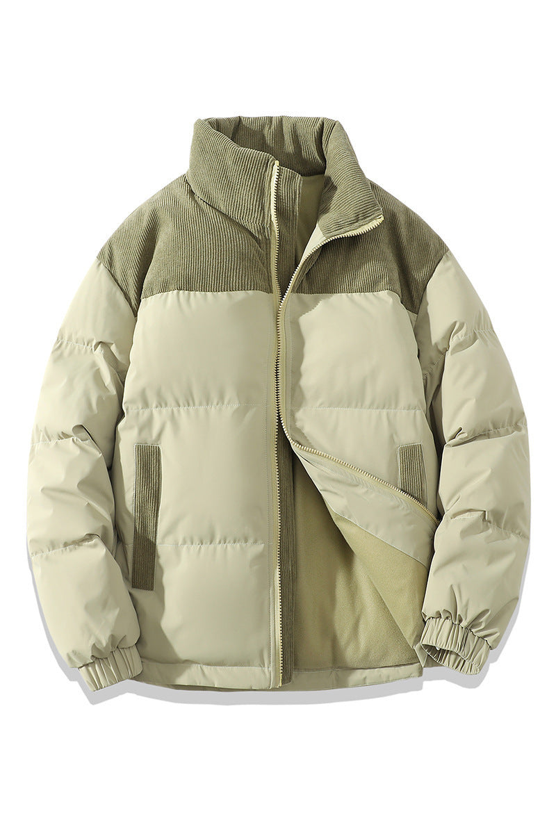 Unisex Insulating Puffer Coat - Stand Collar, Cotton