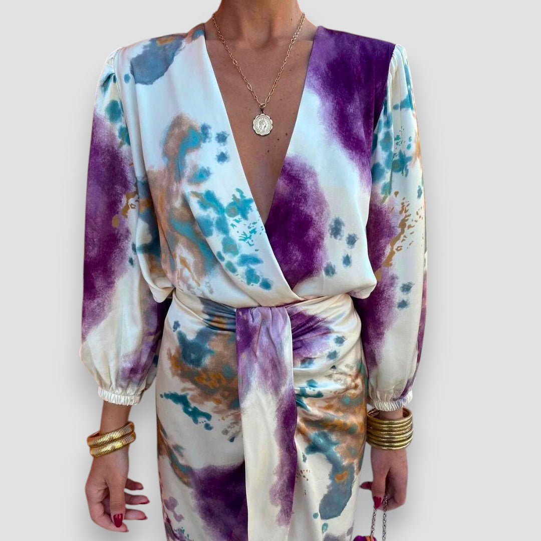 Elegant Purple V-Neck Women's Dress, Figure-Hugging Formal Cocktail Dress for Special Occasions-2