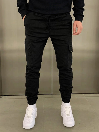 Variant image for Comfortable Loose Fit Black Cargo Pants for Women with Practical Pockets and Elastic Waistband-1
