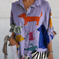 Artistic Dog Print T-Shirt in Purple, Comfortable Regular Fit Casual Wear for Everyday Style-2